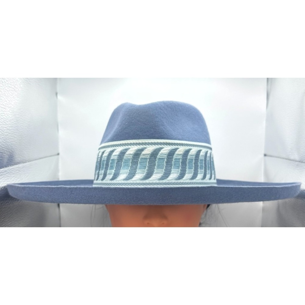 Olive & Pique 100% Wool Wide Brim Fedora Hat Blue OS RN141010